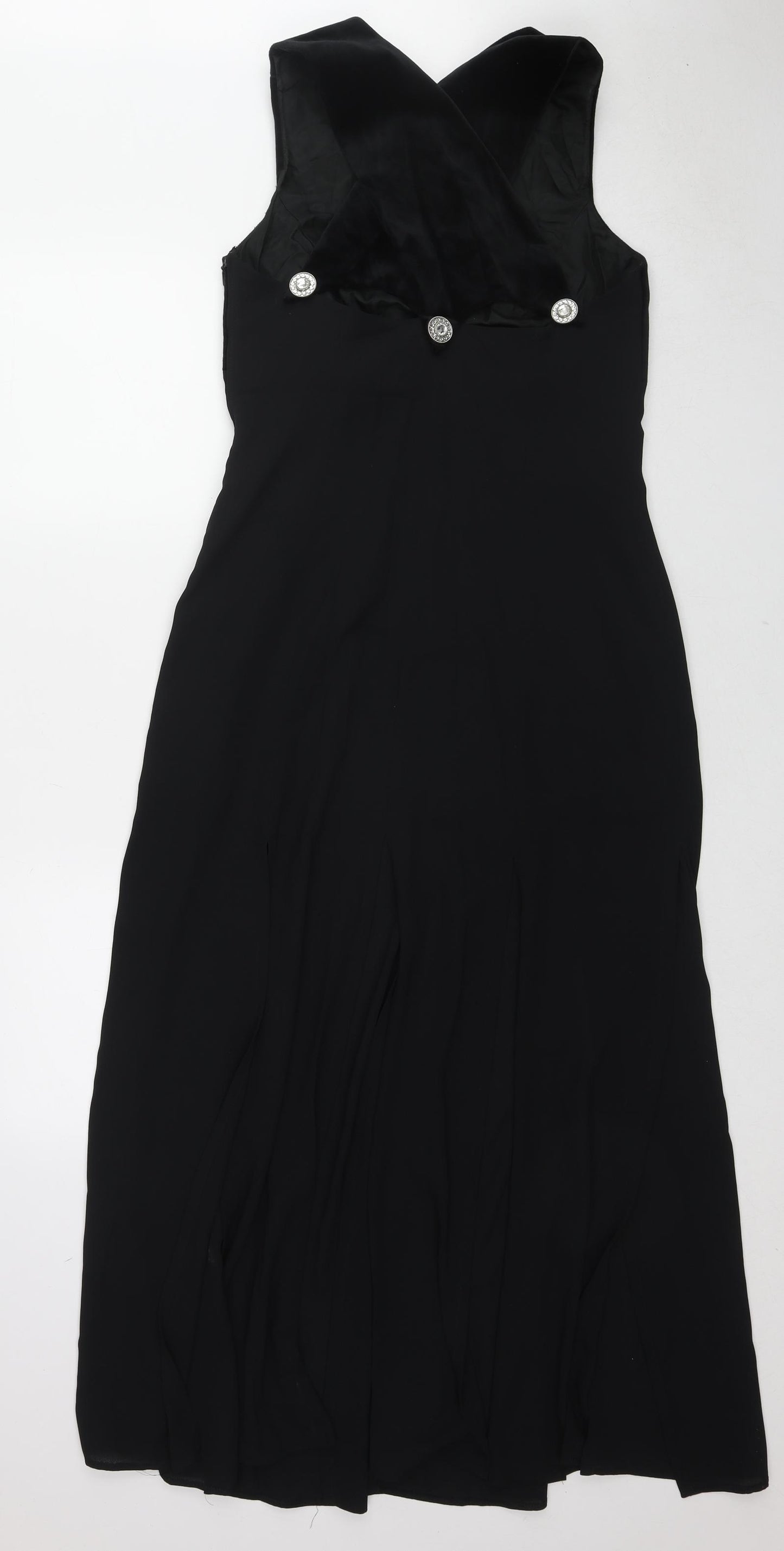 Vera Mont Womens Black Acetate Maxi Size 12 Round Neck Zip