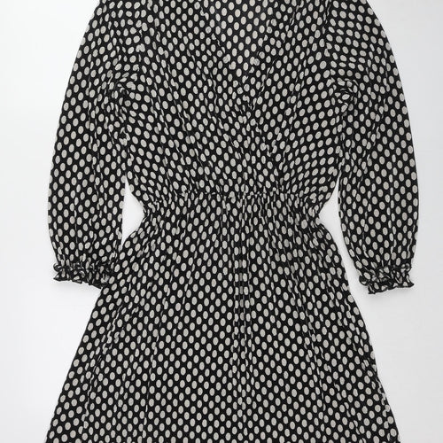 River Island Womens Black Polka Dot Polyester A-Line Size 22 V-Neck Pullover