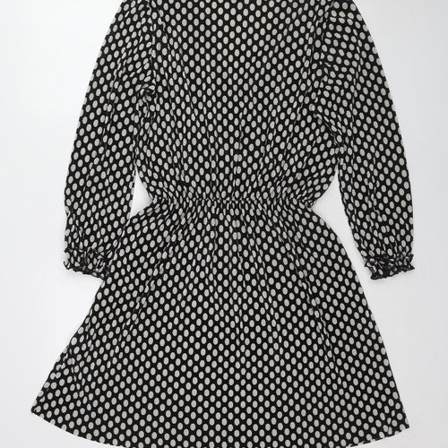River Island Womens Black Polka Dot Polyester A-Line Size 22 V-Neck Pullover