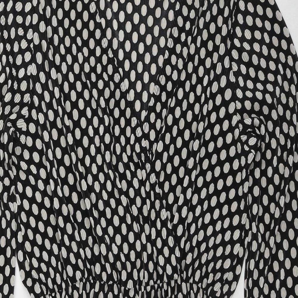 River Island Womens Black Polka Dot Polyester A-Line Size 22 V-Neck Pullover