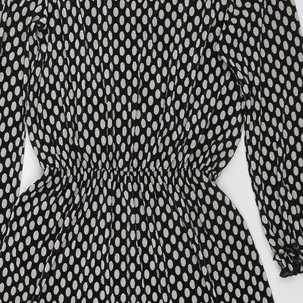 River Island Womens Black Polka Dot Polyester A-Line Size 22 V-Neck Pullover