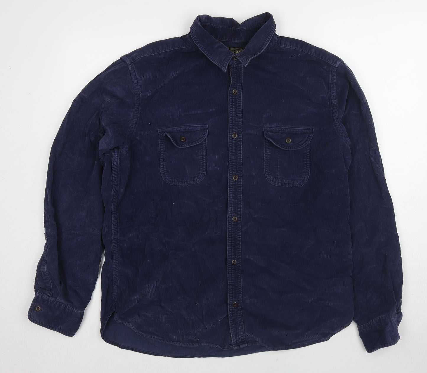 Lucky Brand Mens Blue Cotton Button-Up Size L Collared Button