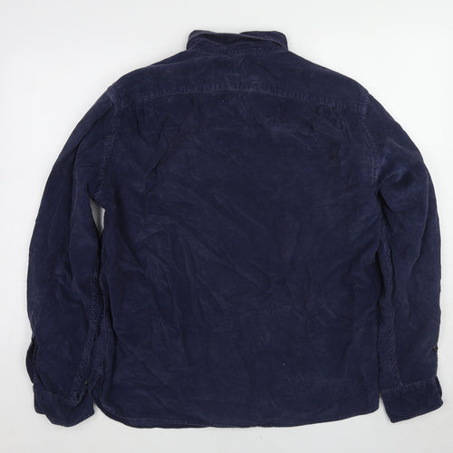 Lucky Brand Mens Blue Cotton Button-Up Size L Collared Button