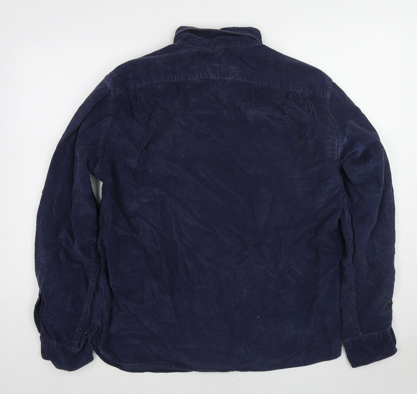 Lucky Brand Mens Blue Cotton Button-Up Size L Collared Button