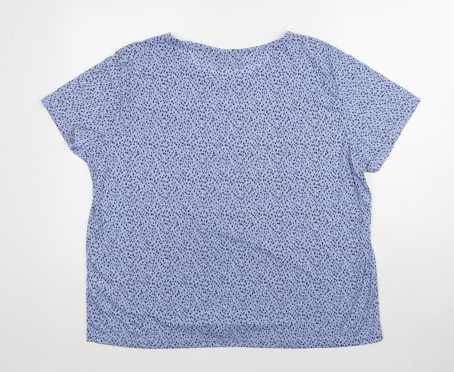 Marks and Spencer Womens Blue Animal Print Polyester Basic T-Shirt Size 18 Round Neck
