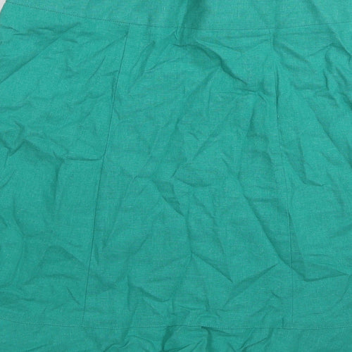 Dorothy Perkins Womens Green Linen A-Line Skirt Size 12 Zip - Belt included