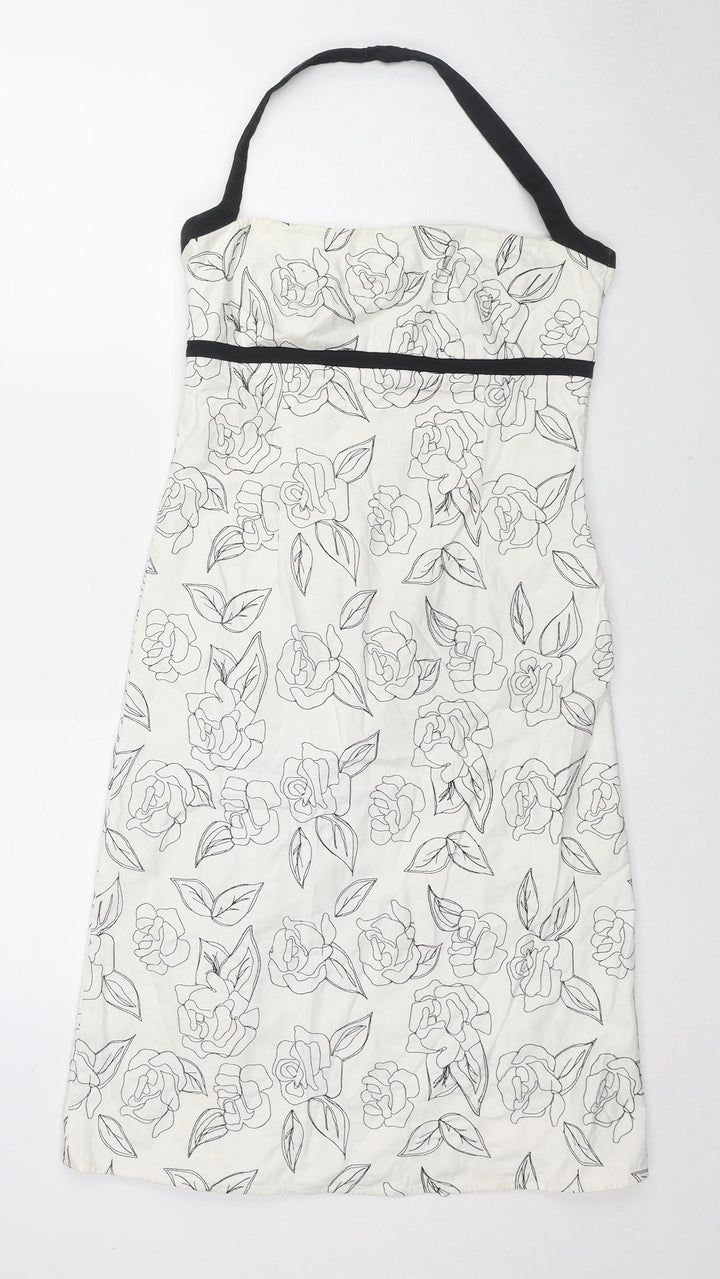 Principles Womens White Floral Cotton Pencil Dress Size 10 Halter Pullover