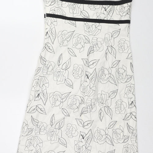 Principles Womens White Floral Cotton Pencil Dress Size 10 Halter Pullover