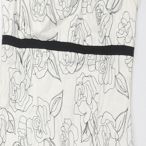 Principles Womens White Floral Cotton Pencil Dress Size 10 Halter Pullover
