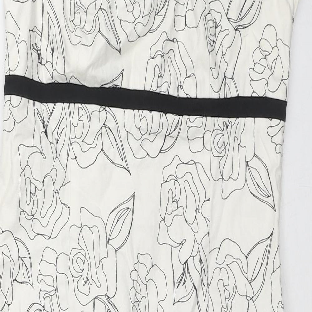 Principles Womens White Floral Cotton Pencil Dress Size 10 Halter Pullover