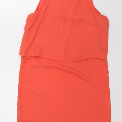 Influence Womens Red Polyester Mini Size 8 Round Neck Button - Layered