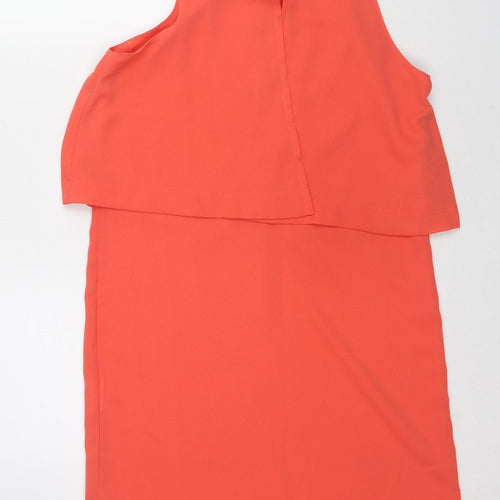Influence Womens Red Polyester Mini Size 8 Round Neck Button - Layered