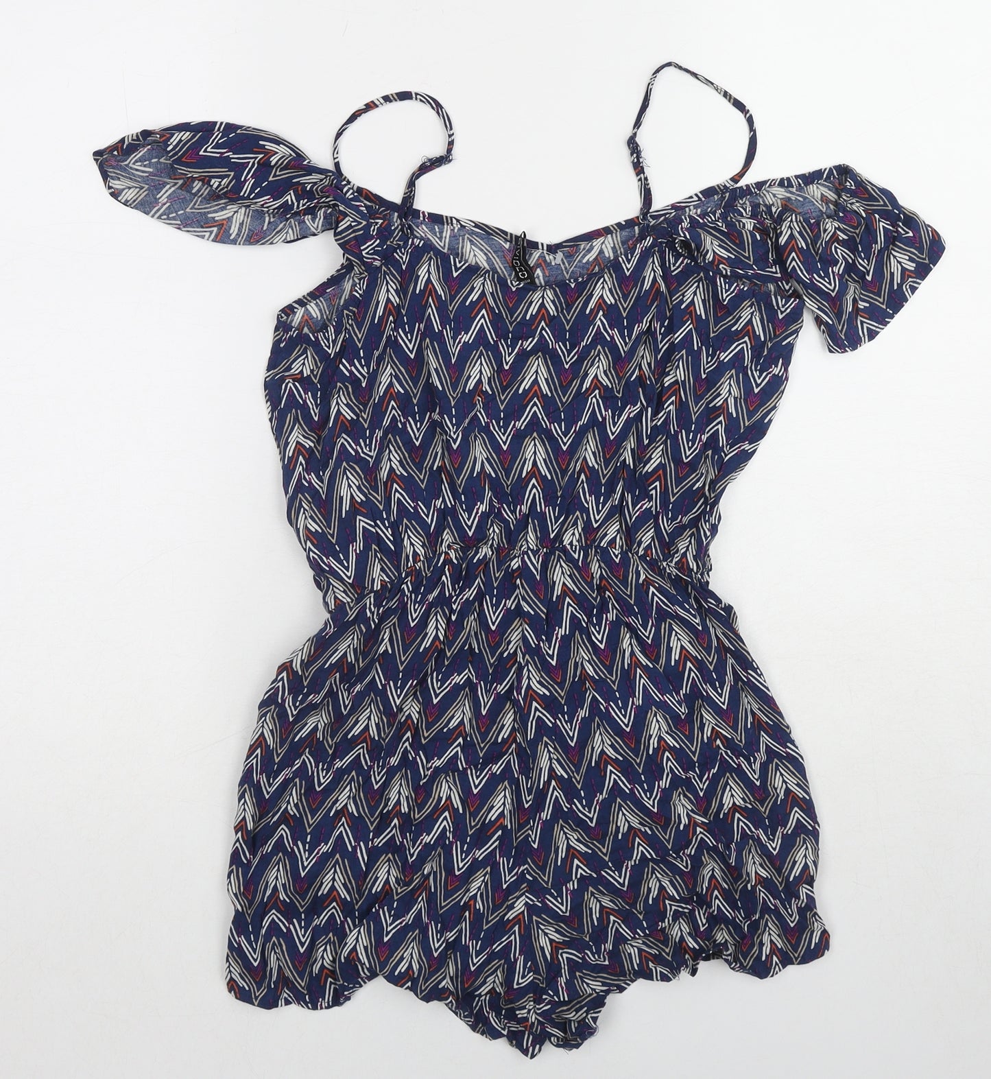 Divided by H&M Womens Blue Geometric Viscose Playsuit One-Piece Size 8 Pullover