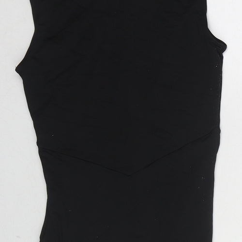 Isabelle Ciaravola Womens Black Polyester Bodysuit One-Piece Size 12 Zip - Flower Detail