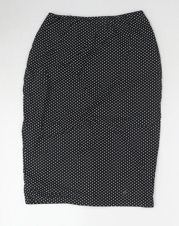 Baylis & Knight Womens Black Polka Dot Cotton Straight & Pencil Skirt Size 12 Zip