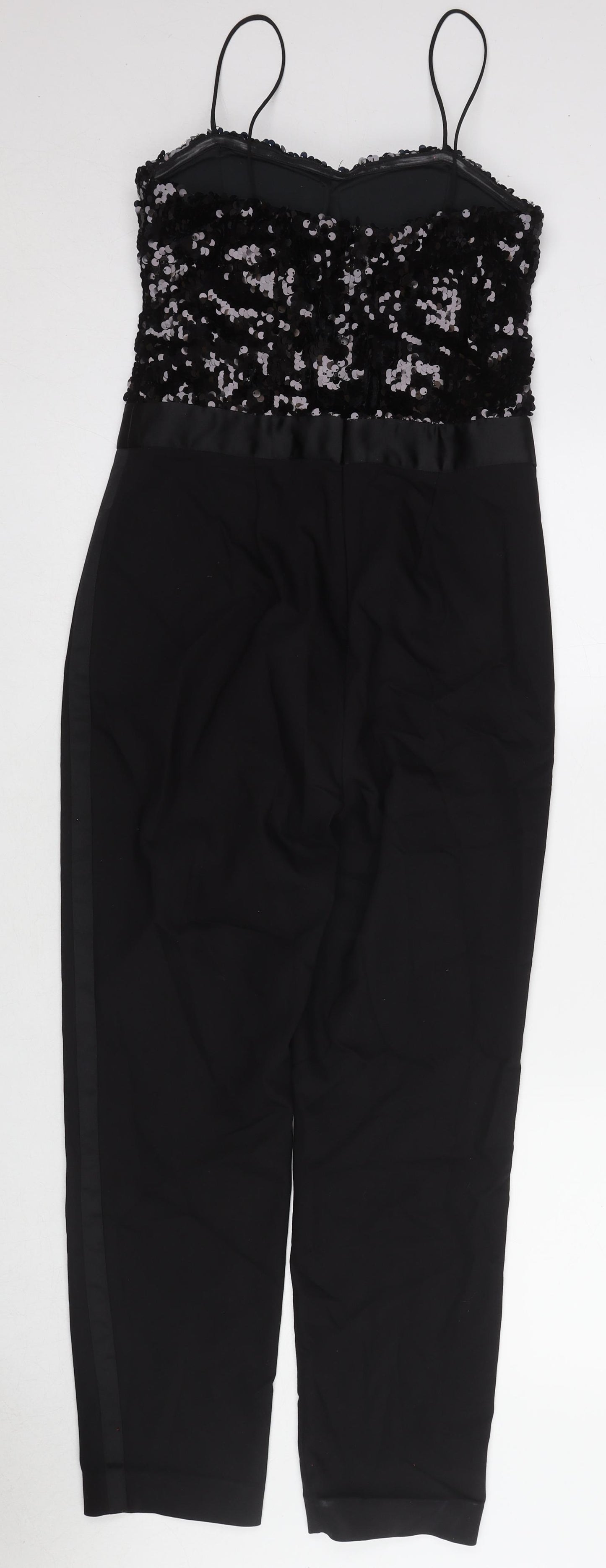 Zara Womens Black Polyester Jumpsuit One-Piece Size M L28 in Zip