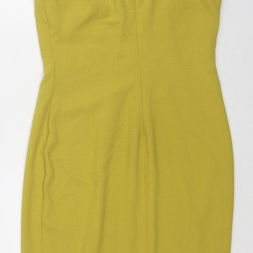 H&M Womens Yellow Polyester Shift Size 10 Round Neck Zip