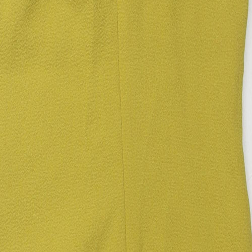 H&M Womens Yellow Polyester Shift Size 10 Round Neck Zip