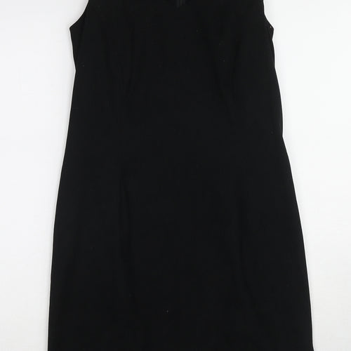 NL Collection Womens Black Polyester Tank Dress Size 12 V-Neck Zip
