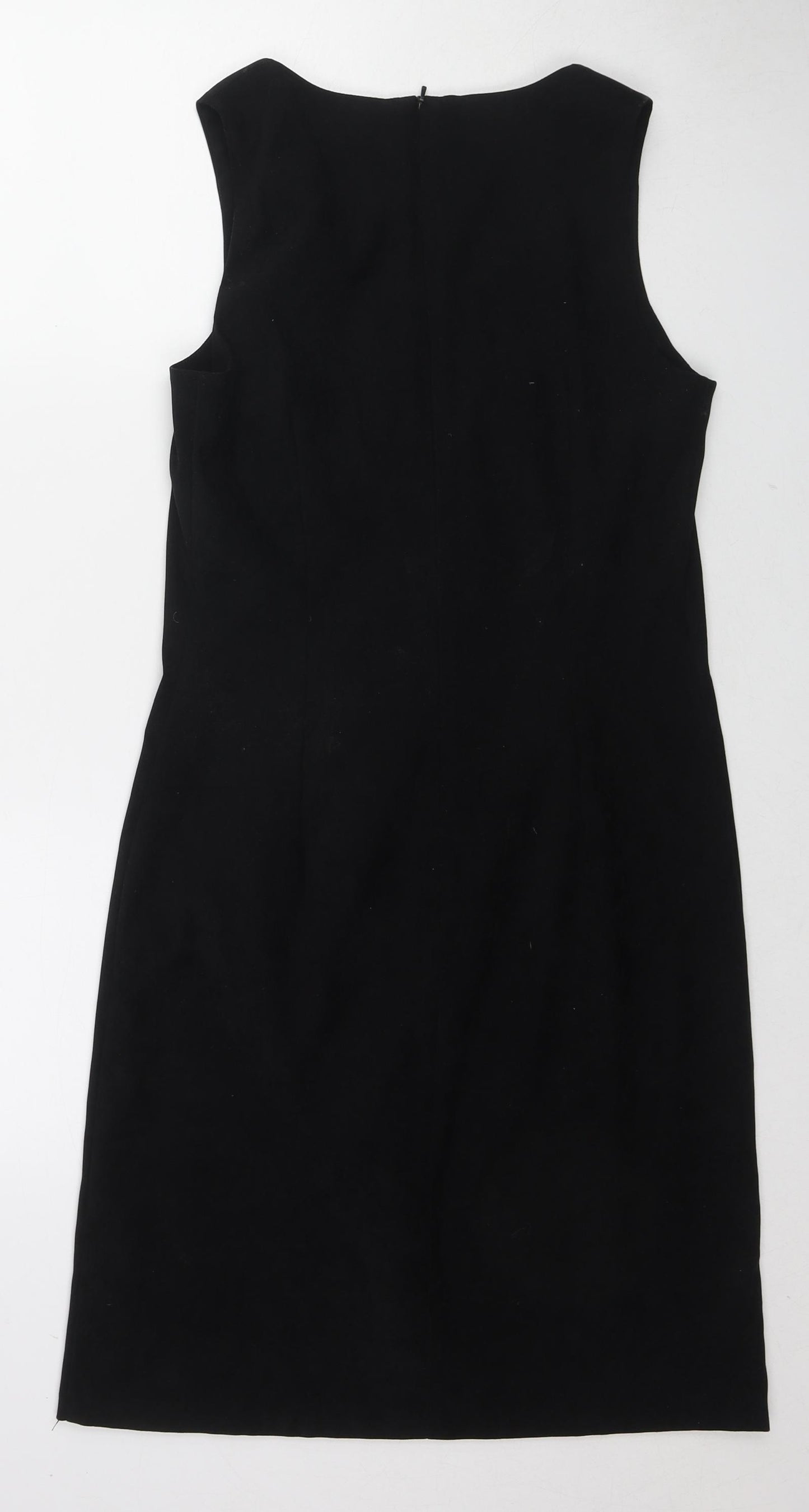 NL Collection Womens Black Polyester Tank Dress Size 12 V-Neck Zip