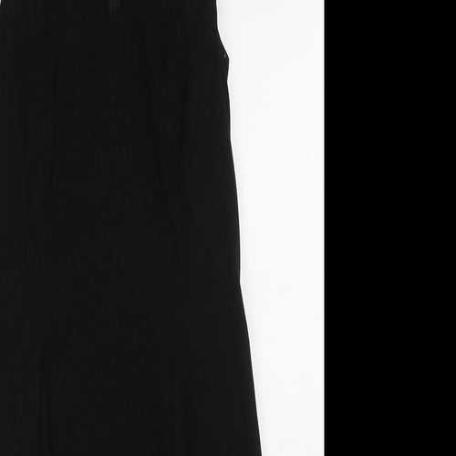 NL Collection Womens Black Polyester Tank Dress Size 12 V-Neck Zip