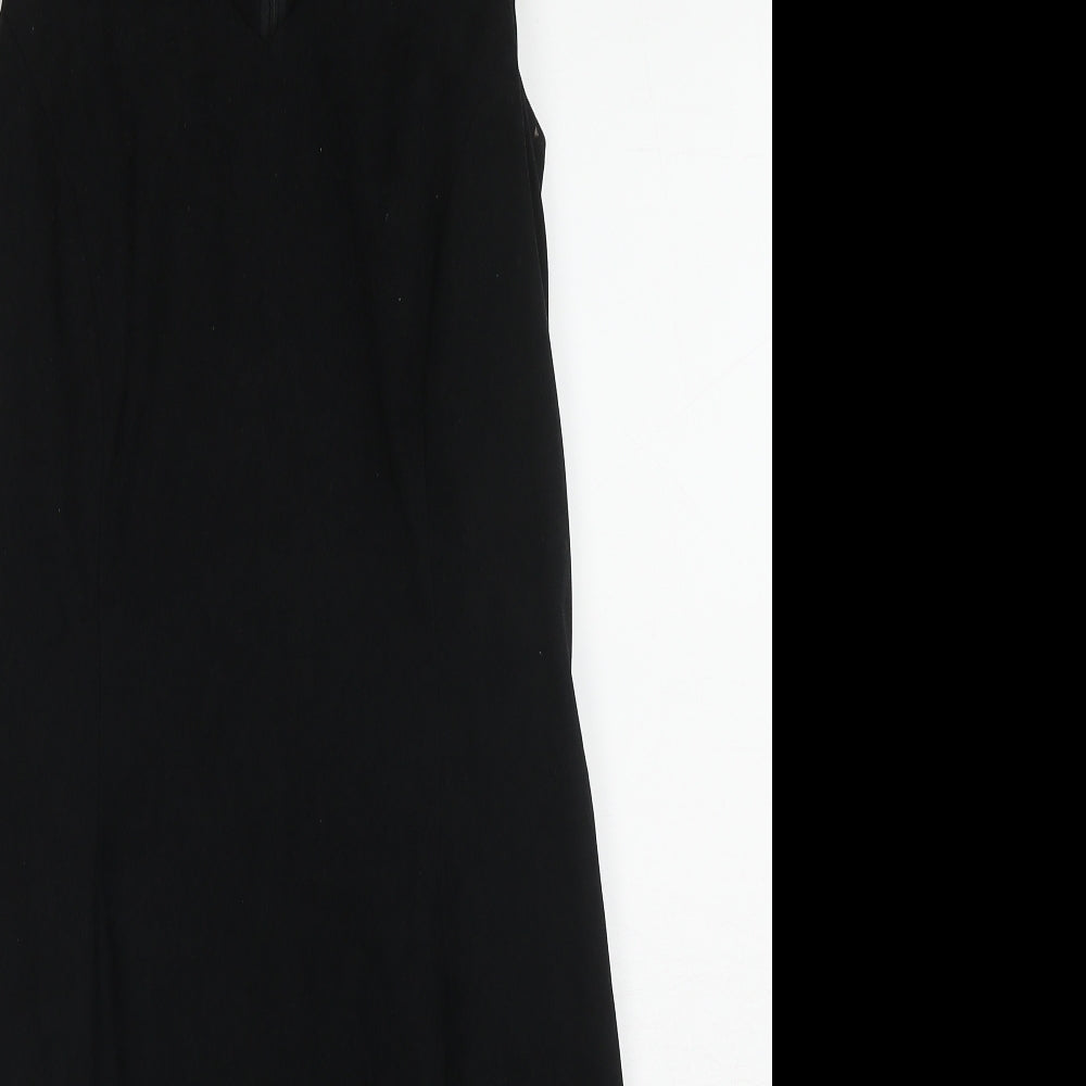 NL Collection Womens Black Polyester Tank Dress Size 12 V-Neck Zip