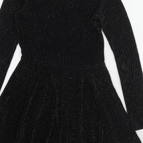 ORSAY Womens Black Geometric Acrylic A-Line Size 10 Round Neck Pullover