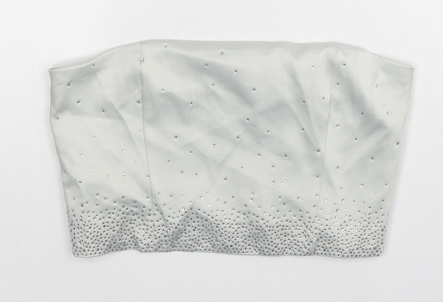 Zara Womens Grey Polyester Cropped Blouse Size M Square Neck - Corset Style