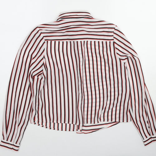 New Look Womens Multicoloured Striped Polyester Basic Blouse Size 8 Collared