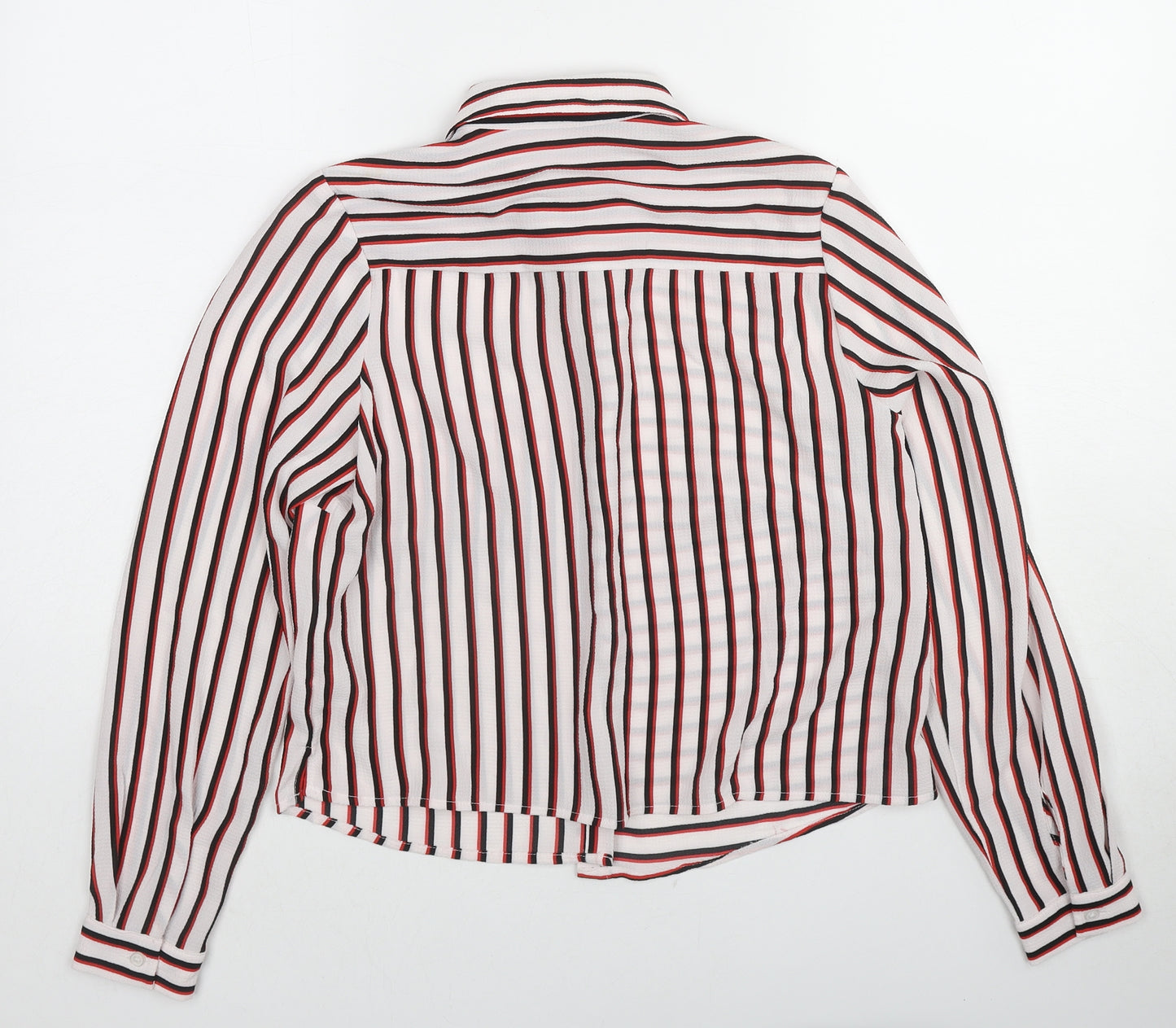New Look Womens Multicoloured Striped Polyester Basic Blouse Size 8 Collared