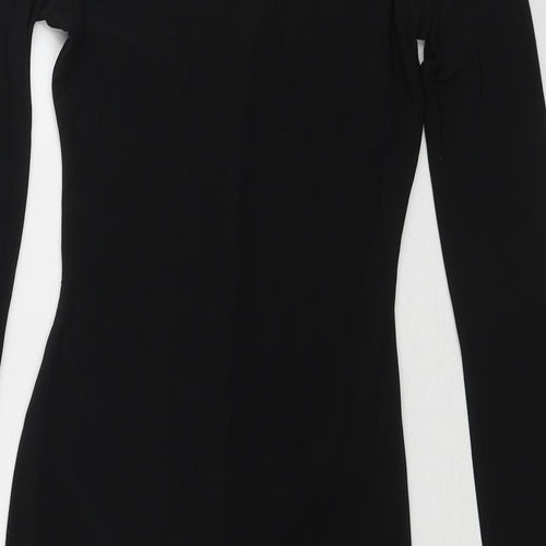Missguided Womens Black Polyester Shift Size 8 One Shoulder Pullover - Asymmetric Neckline