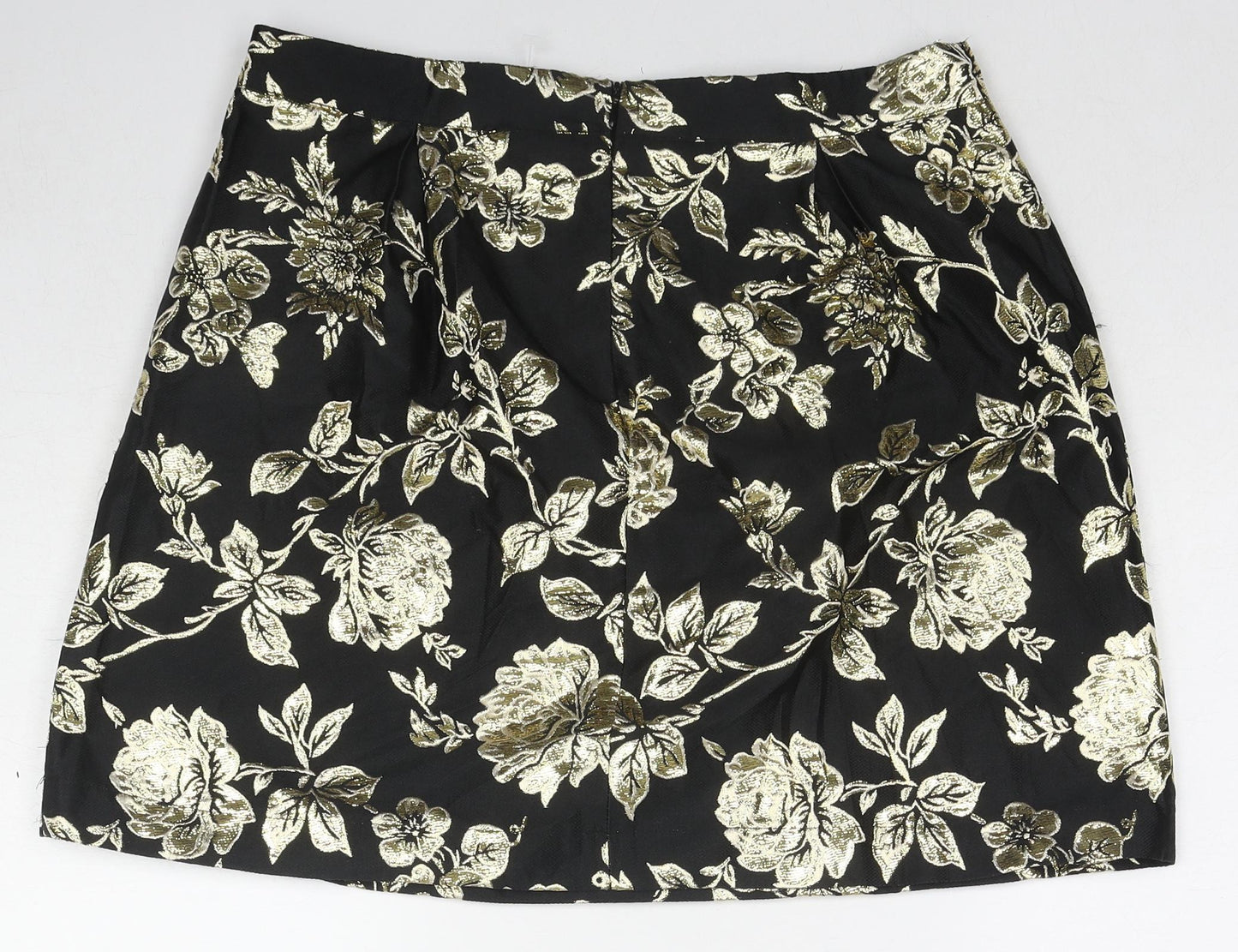 VILA Womens Black Floral Polyester A-Line Skirt Size XL Zip