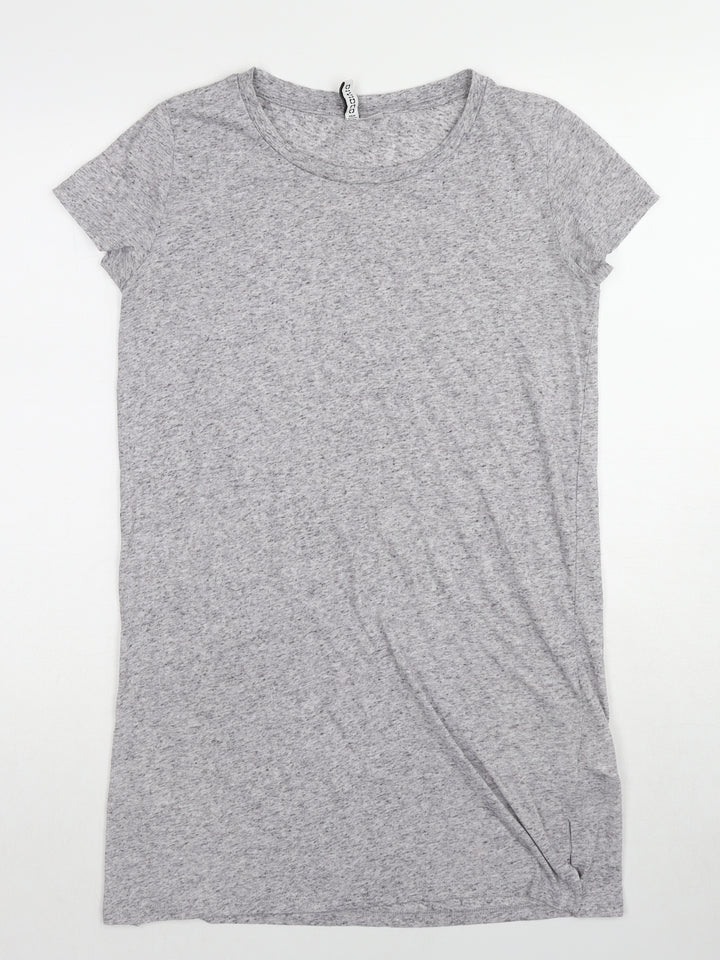 H&M Womens Grey Geometric Polyester Tunic T-Shirt Size M Round Neck