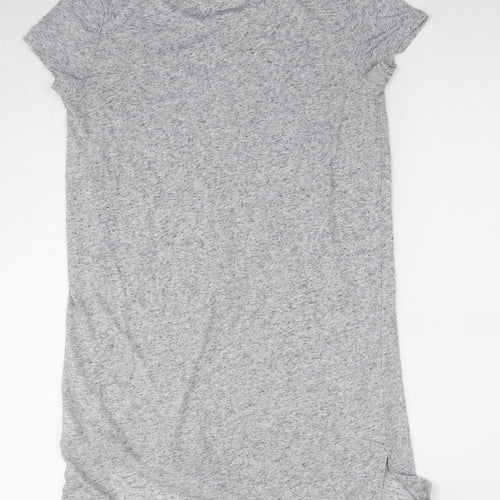 H&M Womens Grey Geometric Polyester Tunic T-Shirt Size M Round Neck