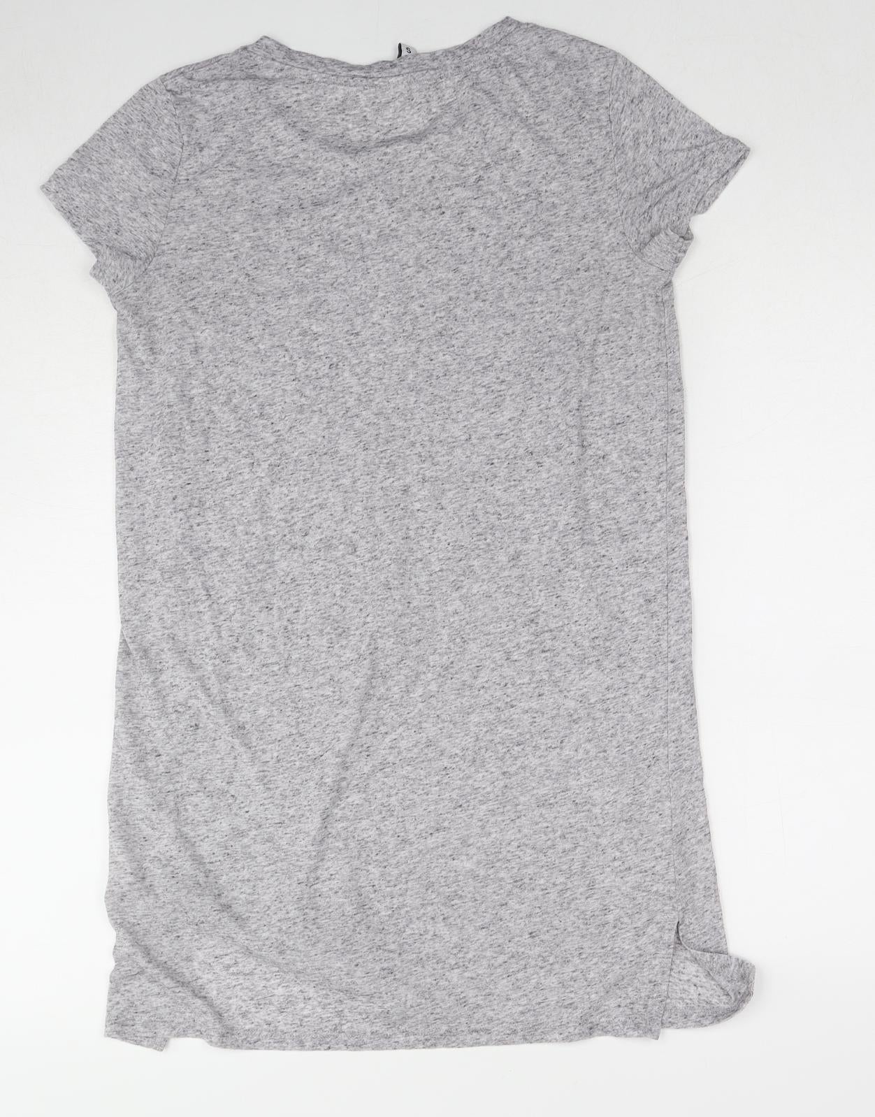 H&M Womens Grey Geometric Polyester Tunic T-Shirt Size M Round Neck