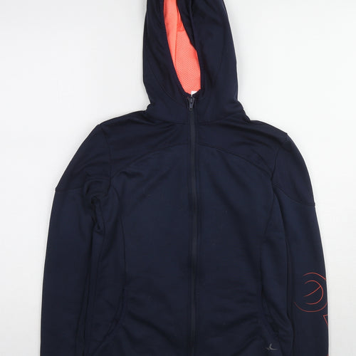 DECATHLON Girls Blue Polyester Full Zip Hoodie Size 12-13 Years Zip