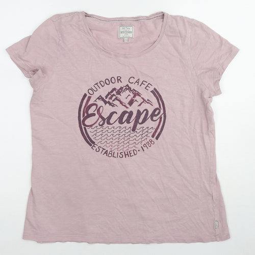 Fat Face Womens Pink Cotton Basic T-Shirt Size 14 Round Neck - Outdoor Cafe