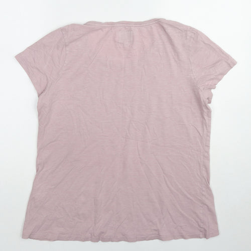 Fat Face Womens Pink Cotton Basic T-Shirt Size 14 Round Neck - Outdoor Cafe