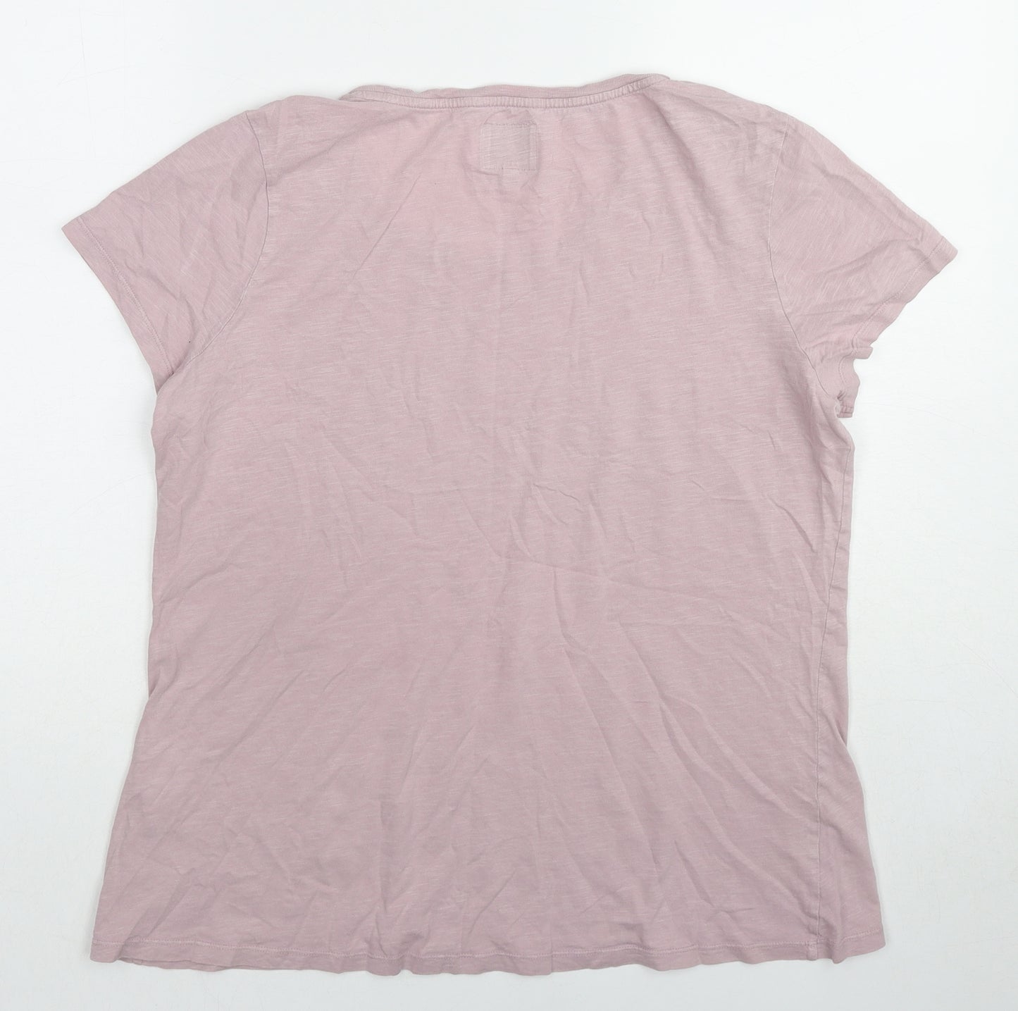 Fat Face Womens Pink Cotton Basic T-Shirt Size 14 Round Neck - Outdoor Cafe