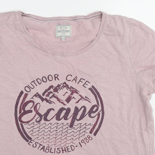 Fat Face Womens Pink Cotton Basic T-Shirt Size 14 Round Neck - Outdoor Cafe