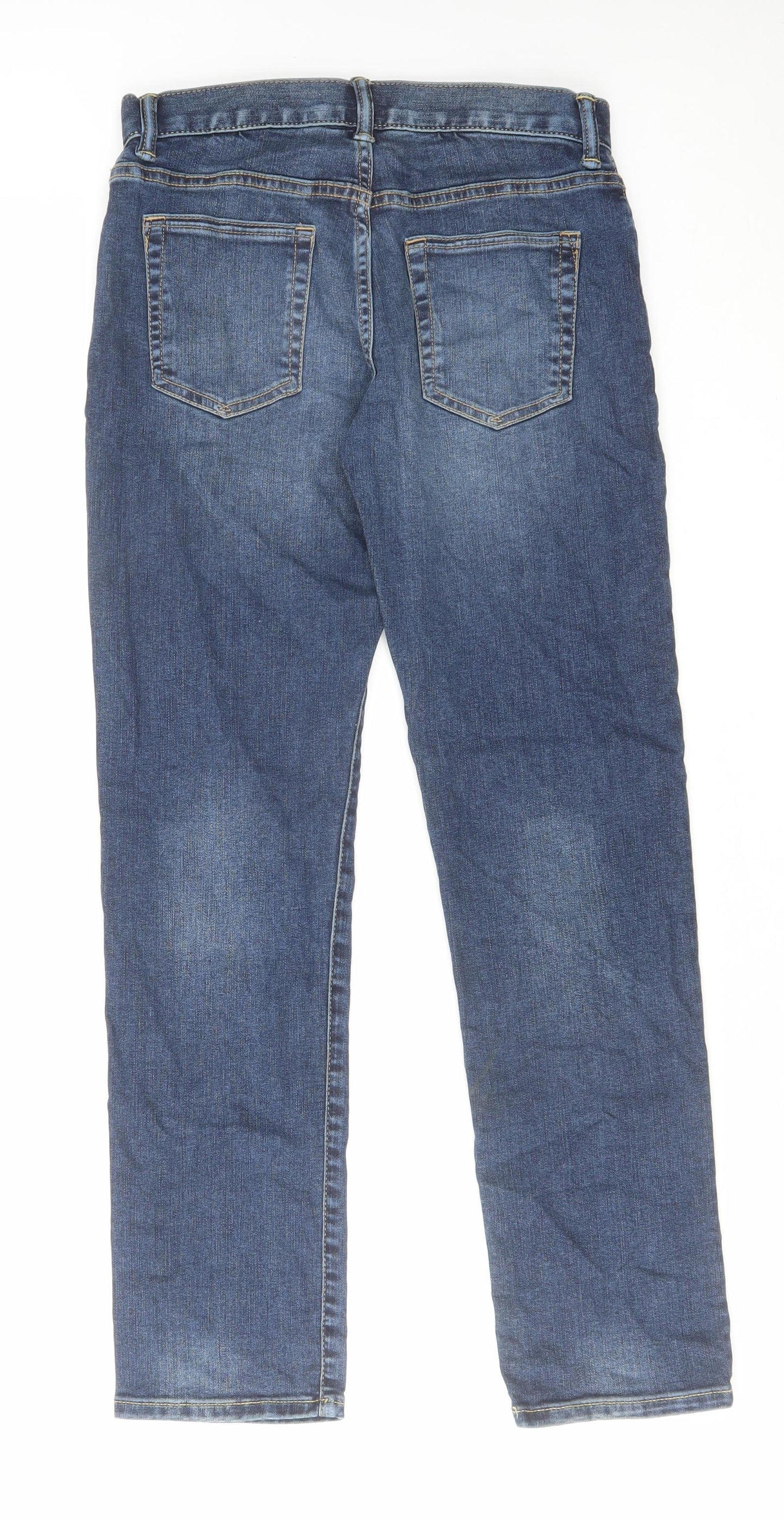Gap Boys Blue Cotton Straight Jeans Size 13-14 Years Slim Zip