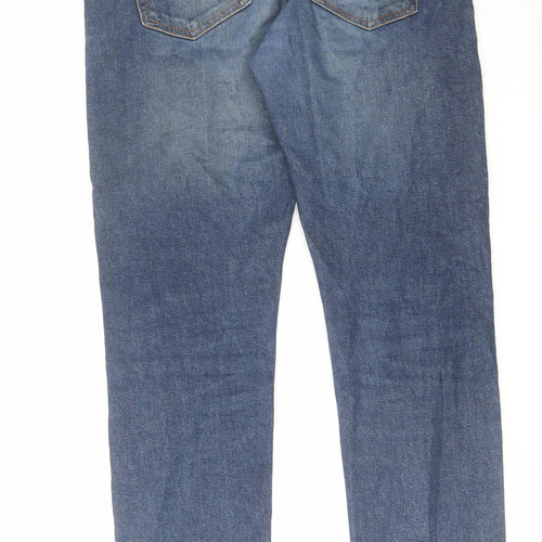 H&M Mens Blue Cotton Straight Jeans Size 33 in L32 in Slim Button
