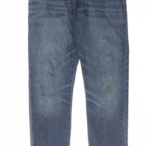 TU Mens Blue Cotton Tapered Jeans Size 32 in L32 in Regular Zip