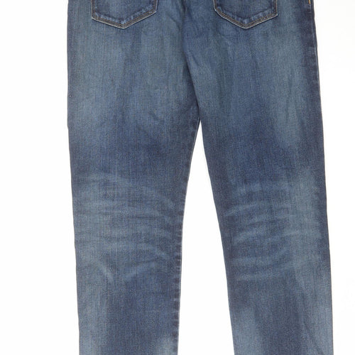 TU Mens Blue Cotton Tapered Jeans Size 32 in L32 in Regular Zip
