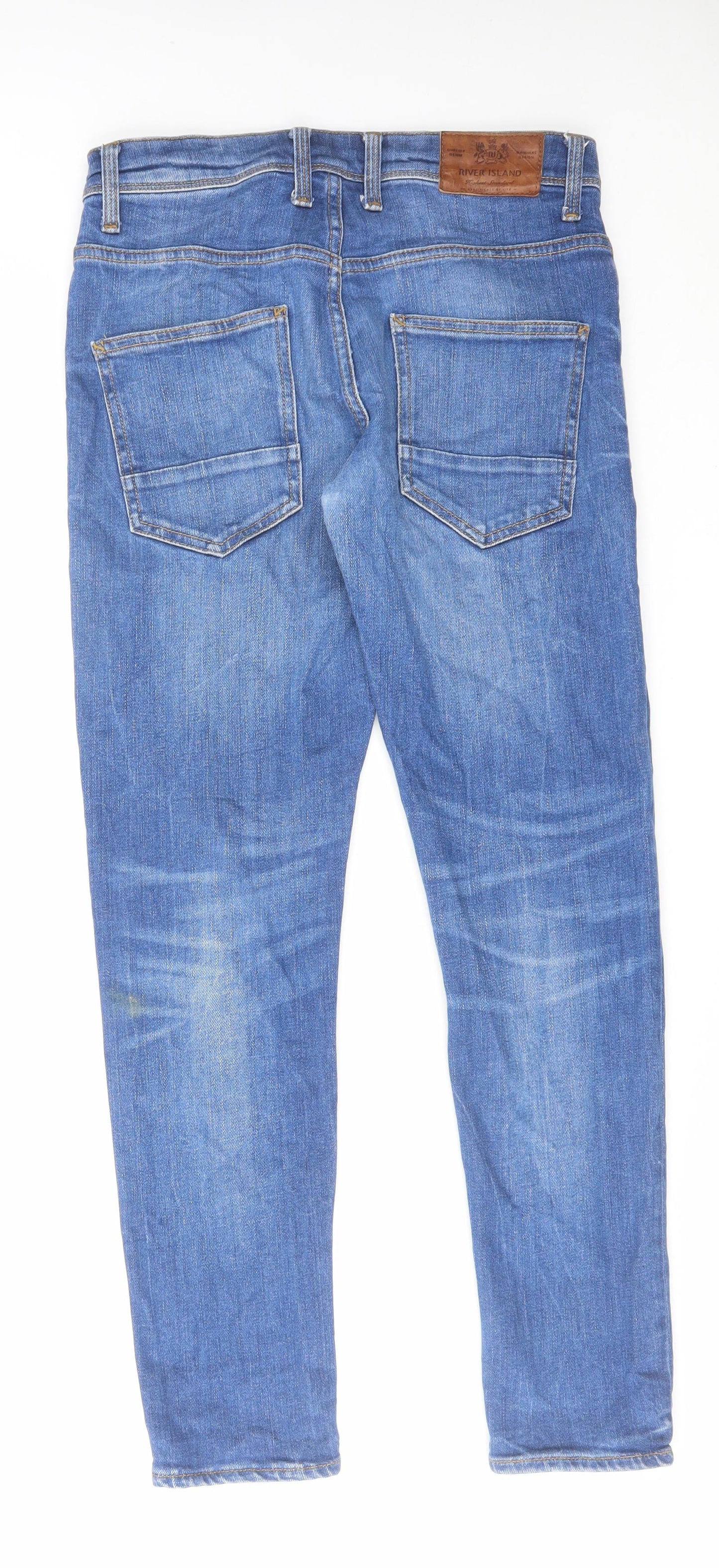 River Island Mens Blue Cotton Skinny Jeans Size 26 in L30 in Regular Zip