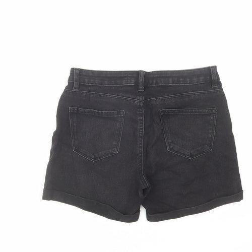 Denim & Co. Womens Black Cotton Boyfriend Shorts Size 8 L4 in Regular Zip