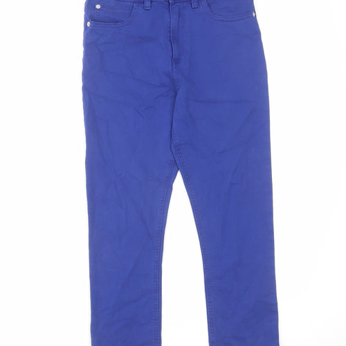 Marks and Spencer Womens Blue Cotton Skinny Jeans Size 8 L21 in Regular Zip