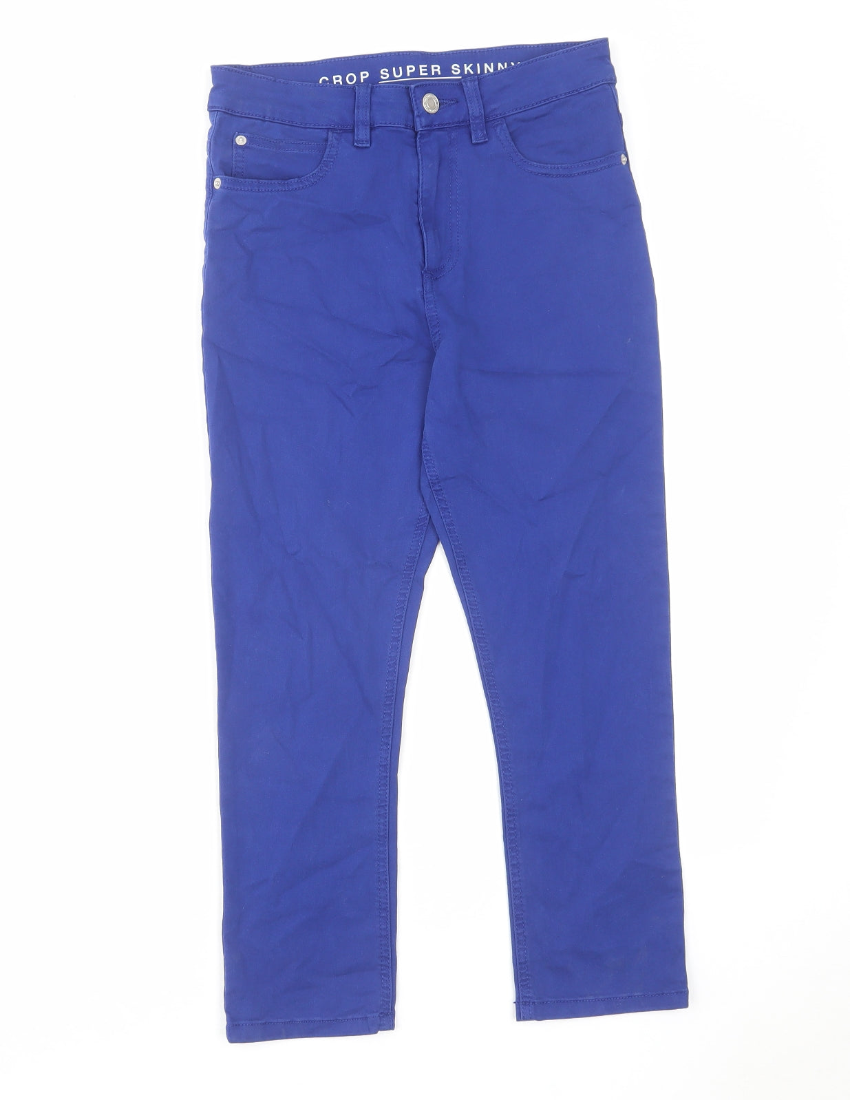Marks and Spencer Womens Blue Cotton Skinny Jeans Size 8 L21 in Regular Zip