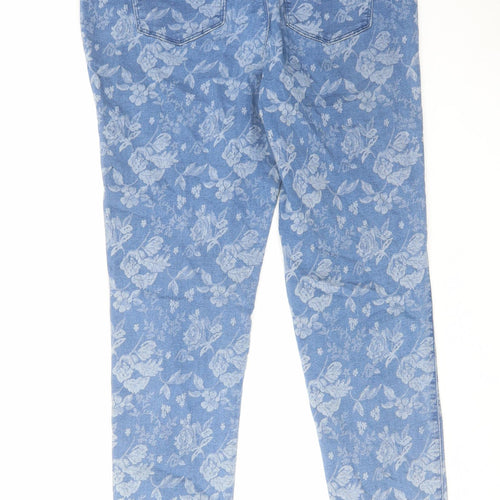 George Womens Blue Floral Cotton Skinny Jeans Size 16 L29 in Regular Button