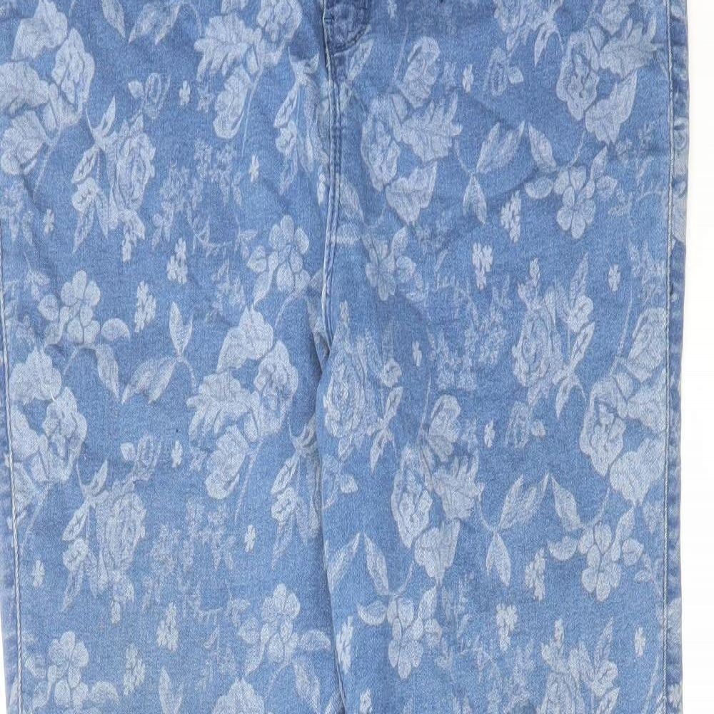 George Womens Blue Floral Cotton Skinny Jeans Size 16 L29 in Regular Button
